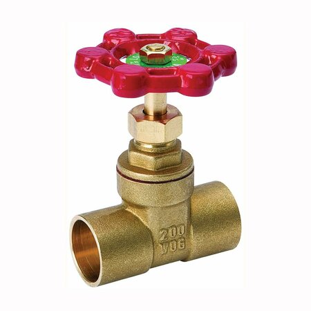 HOMEWERKS ProLine Series 100-454NL Gate Valve, 3/4in Connection, Sweat, 200/125 PSI, Brass Body 170-4-34